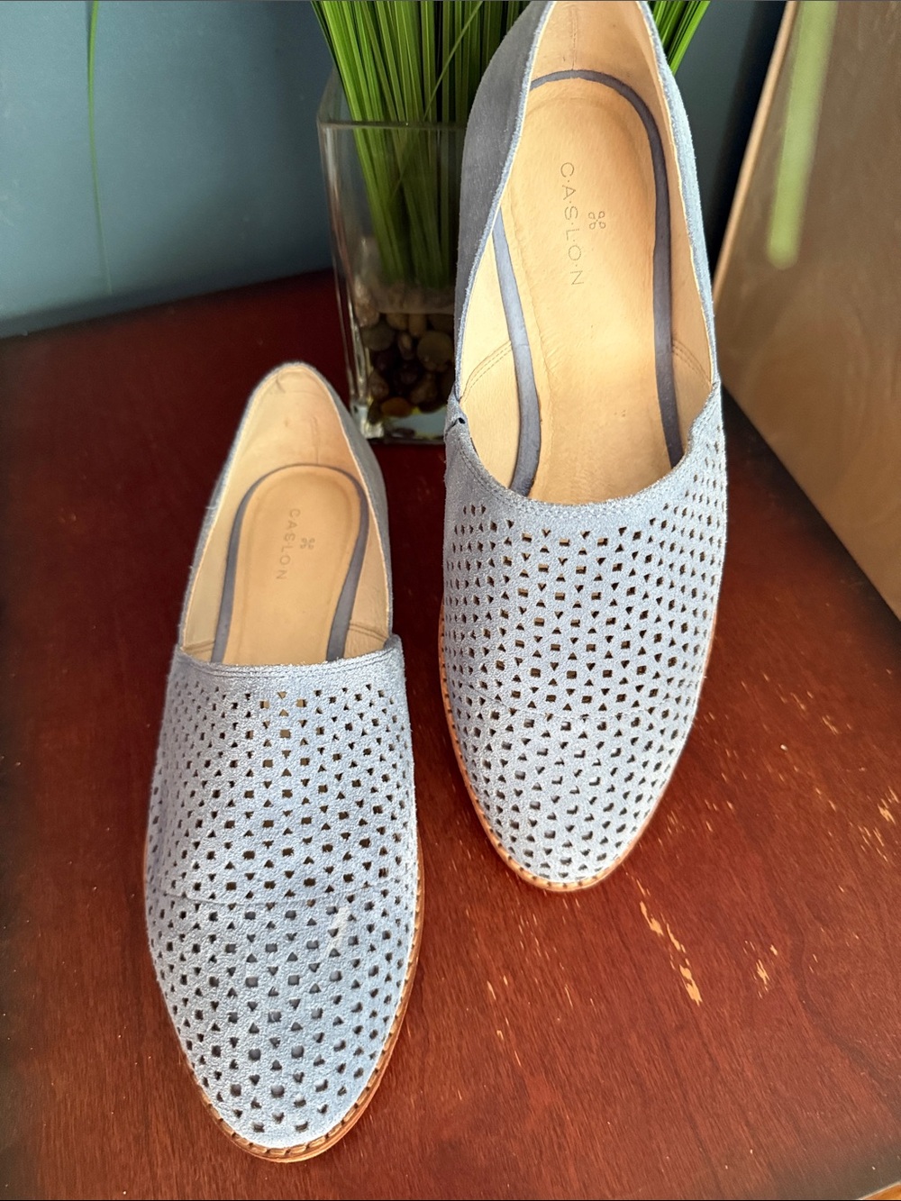 Caslon Powder Blue Perforated Slip-On Flats